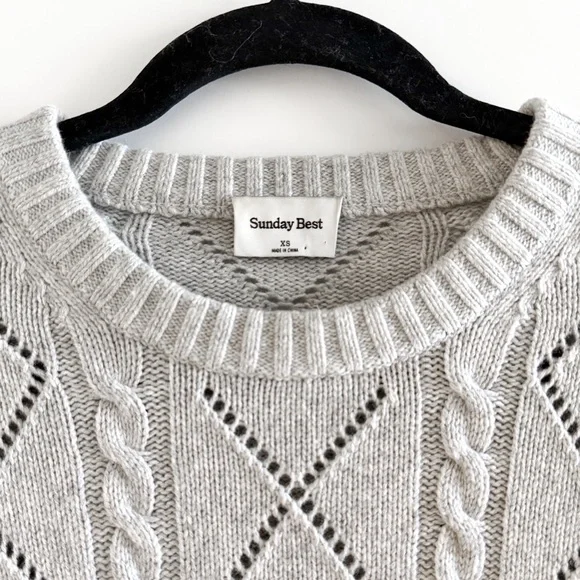 Sunday Best Pointelle Cable knit Wool Sweater - Picture 6 of 12